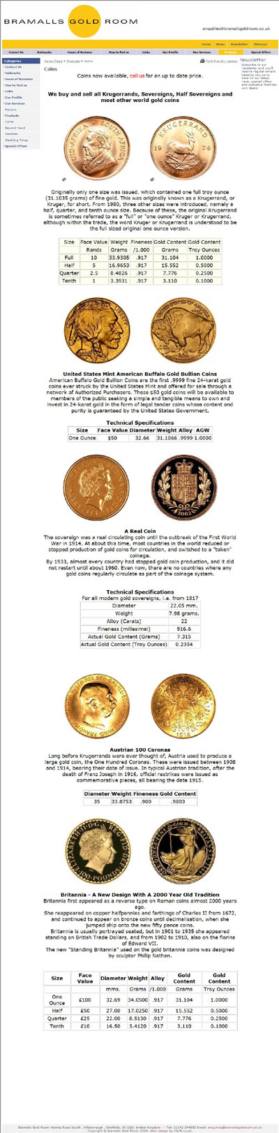 Bramalls Gold Room (bramallsgoldroom.co.uk) Gold Coins Page